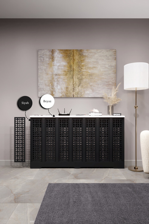 Dekoratif Petek Kaplama Modern Kalorifer Peteği Gizleme Ünitesi 11 Desen 9 Renk İç Ölçü 136 cm Dış Ölçü 140 cm
