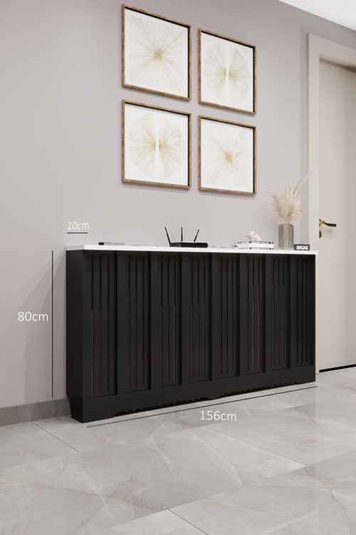 Petek Kaplama Modern Radyatör Kapatma Ünitesi Ön Panel MDF Tasarım İç ölçü 156 cm Dış Ölçü 160 cm