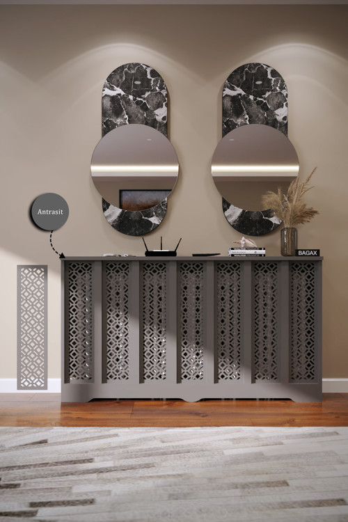 Dekoratif Petek Kaplama Modern Kalorifer Peteği Gizleme Ünitesi 11 Desen 9 Renk İç Ölçü 136 cm Dış Ölçü 140 cm