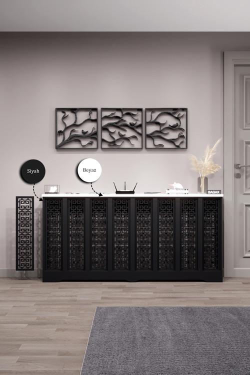 Petek Kaplama Modern Radyatör Kapatma Ünitesi Ön Panel MDF Tasarım İç ölçü 156 cm Dış Ölçü 160 cm