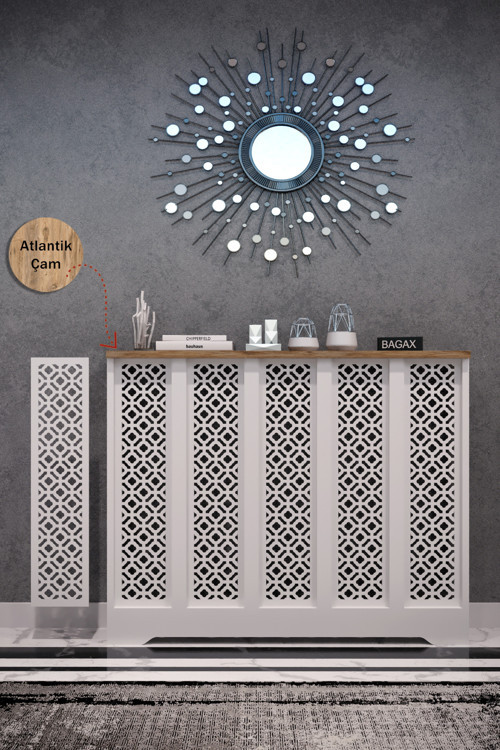 Dekoratif Petek Dolabı Kalorifer Peteği Kapatma Ünitesi Modern Tasarım İç Ölçü 96 cm Dış Ölçü 100 cm