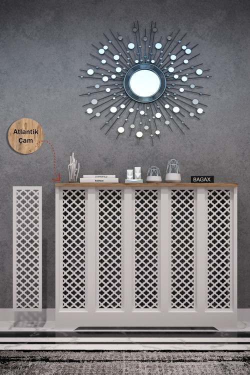 Dekoratif Petek Dolabı Kalorifer Peteği Kapatma Ünitesi Modern Tasarım İç Ölçü 96 cm Dış Ölçü 100 cm