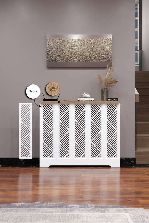 Dekoratif Petek Dolabı Kalorifer Peteği Kapatma Ünitesi Modern Tasarım İç Ölçü 96 cm Dış Ölçü 100 cm