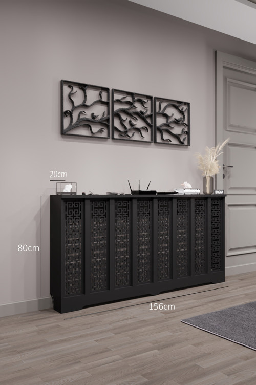 Petek Kaplama Modern Radyatör Kapatma Ünitesi Ön Panel MDF Tasarım İç ölçü 156 cm Dış Ölçü 160 cm