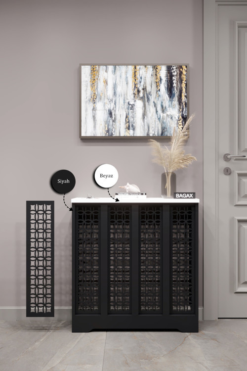 Dekoratif Petek Dolabı Kalorifer Peteği Kapatma Ünitesi Modern Tasarım İç Ölçü 76 cm Dış Ölçü 80 cm