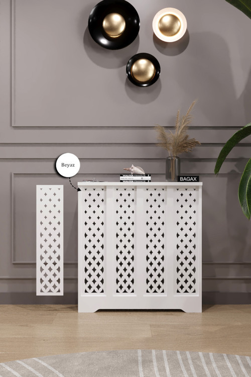 Dekoratif Petek Dolabı Kalorifer Peteği Kapatma Ünitesi Modern Tasarım İç Ölçü 76 cm Dış Ölçü 80 cm