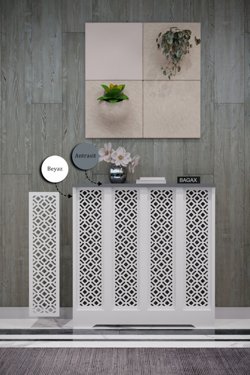 Dekoratif Petek Dolabı Kalorifer Peteği Kapatma Ünitesi Modern Tasarım İç Ölçü 76 cm Dış Ölçü 80 cm