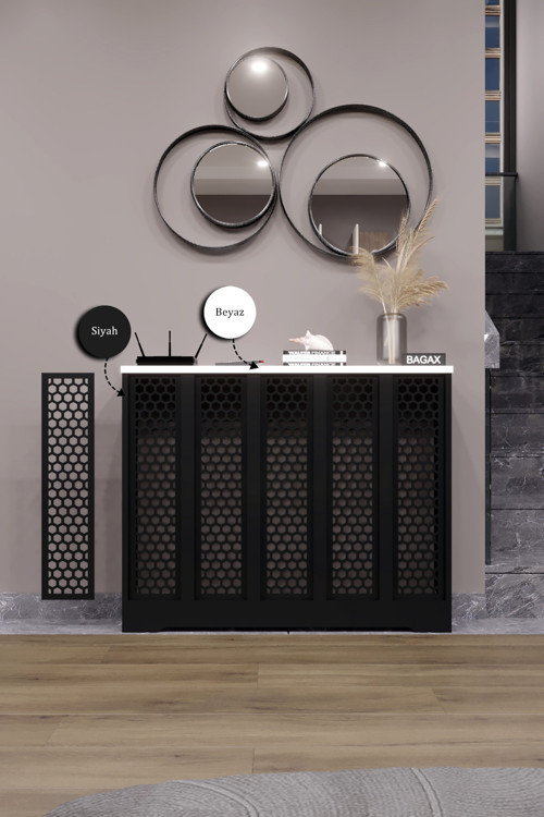 Dekoratif Petek Dolabı Kalorifer Peteği Kapatma Ünitesi Modern Tasarım İç Ölçü 96 cm Dış Ölçü 100 cm
