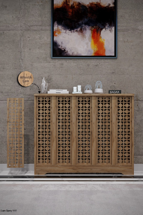 Dekoratif Petek Dolabı Kalorifer Peteği Kapatma Ünitesi Modern Tasarım İç Ölçü 96 cm Dış Ölçü 100 cm