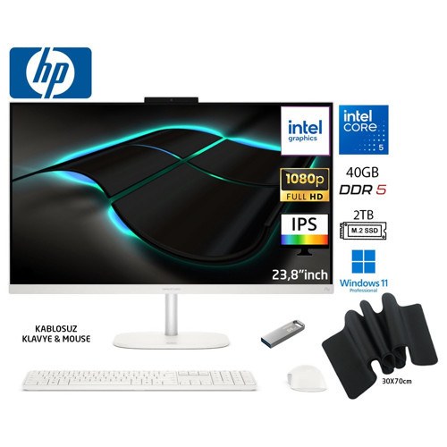 omnistudio 24-CU0009NT Intel Core 5 120U 40GB 2tb SSD W11 Pro 23.8" IPS All In One D61Z0EA Duddi Mousepad+Usbbellek