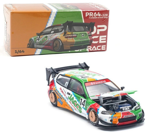 Pop Race Pandem Honda Civic EG6 Metallic JACCS 1:64 Diecast Model Araba PR64-128