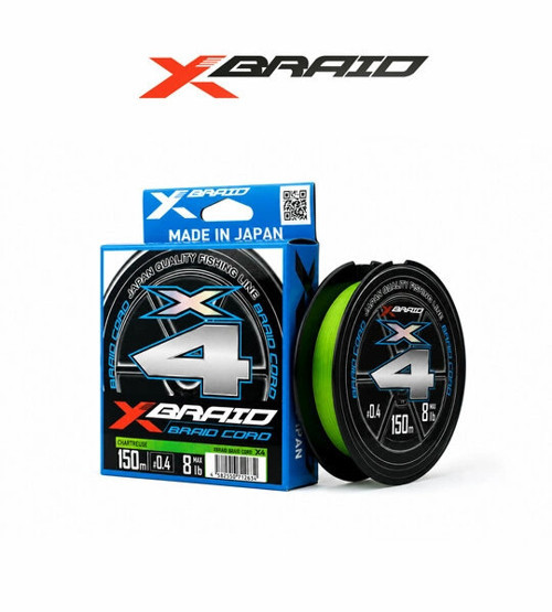 X035 BRAID CORD PE X4 150M 3,6KG 0.104 FLUO GREEN