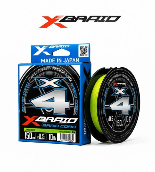 X035 BRAID CORD PE X4 150M 4,5KG 0.117 FLUO GREEN