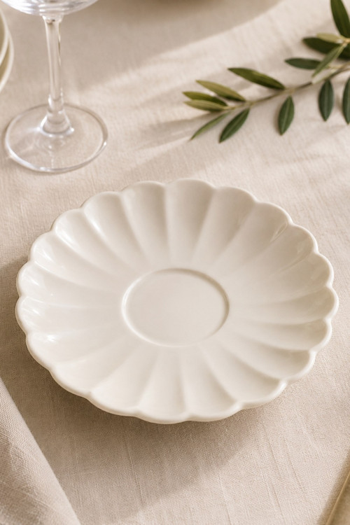 Bone Luz Çay Tabağı 11,50cm Krem Tekli