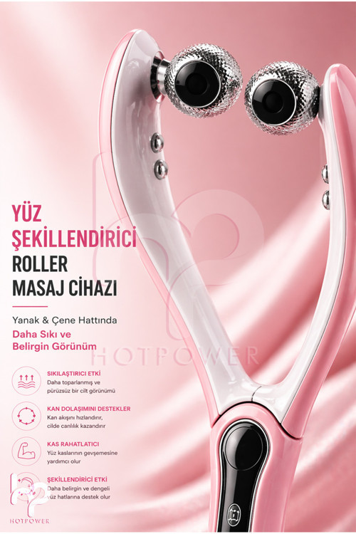 Yüz Şekillendirici Roller Masaj Cihazı – Çene ve Yanak Sıkılaştırıcı