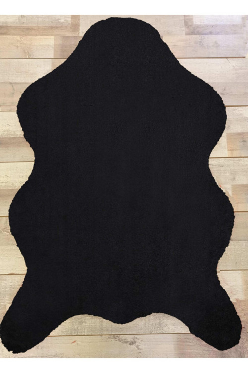 Kalın Siyah Peluş Yumuşak Kaymaz Taban Post Halı