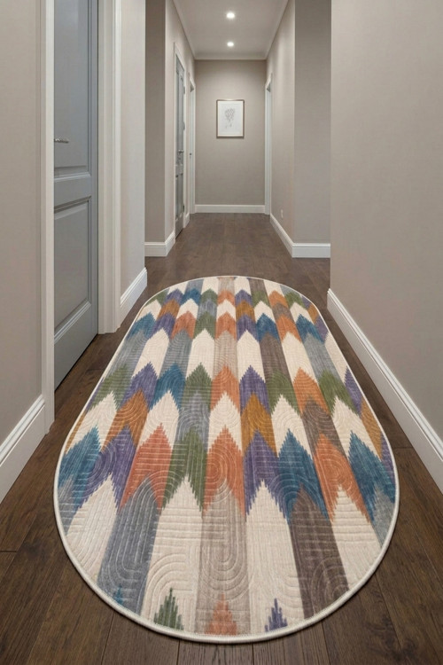 Oval Bohem Yıkanabilir Leke Tutmaz Modern Multi Çok Renkli Özel Seri Kaymaz Taban Yolluk Rcmultı_Yllk_Yenımodelelıps_001
