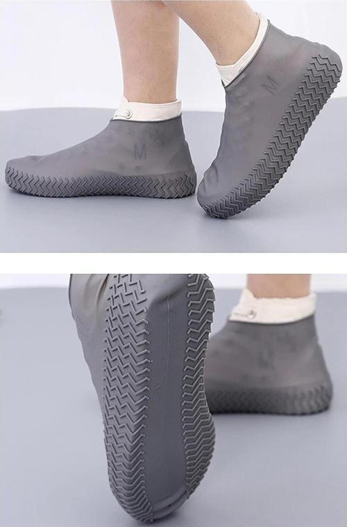 Gri Silikon Yağmur Koruyucu Ayakkabı Kılıfı Kaymaz Su Kir Geçirmez Large (40-46)