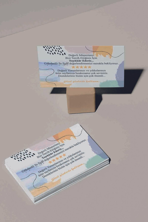 Teşekkür Kartı Thanks Card 100 Adet/pcs 8x5 Cm Kart