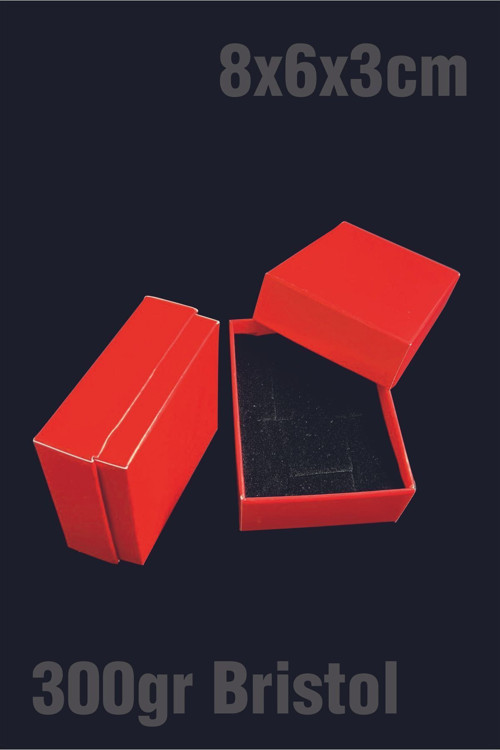Kırmızı 8x6x3cm Süngerli Takı Kutusu Kolye, Bileklik, Mini Set Kutusu 25 Adet Demonte Sevk