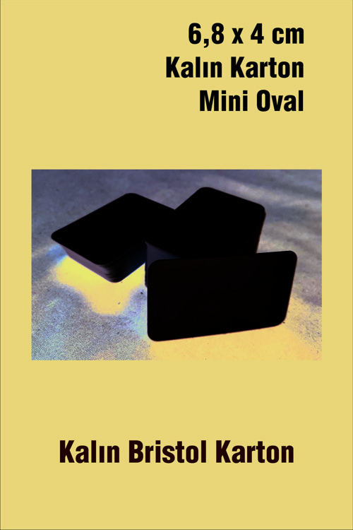 Mini Oval 6,8 x 4cm Ebat 100 Adet Oval Baskısız Boş Kartvizit 350 gr Kalın Karton
