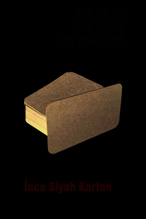 Siyah Mini Oval 6,8 x 4cm Ebat 100 Adet Oval Baskısız Boş Kartvizit 250 gr İnce Karton