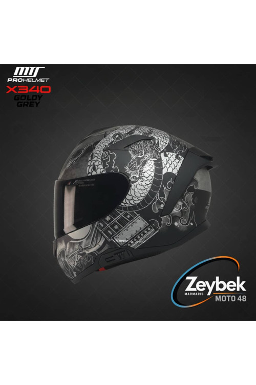 Goldy Grey X340 Full Face Motosiklet Kaskı – İç Güneş Vizörlü ECE Onaylı