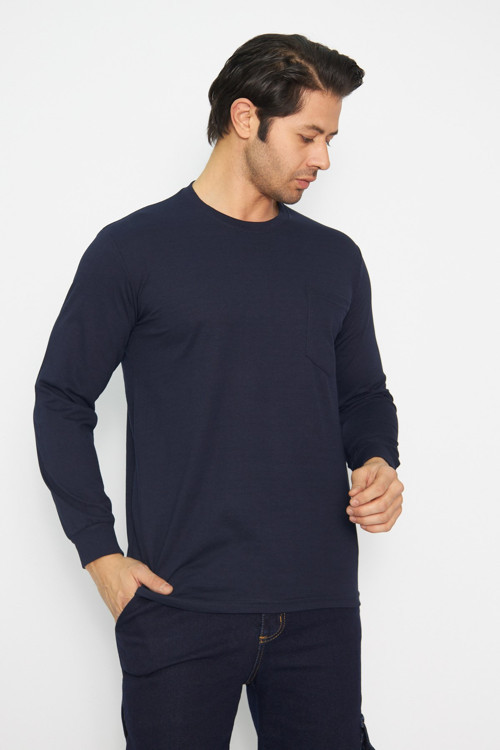 Sweat t-shırt Bisiklet Yaka Kışlık Uzun Kol