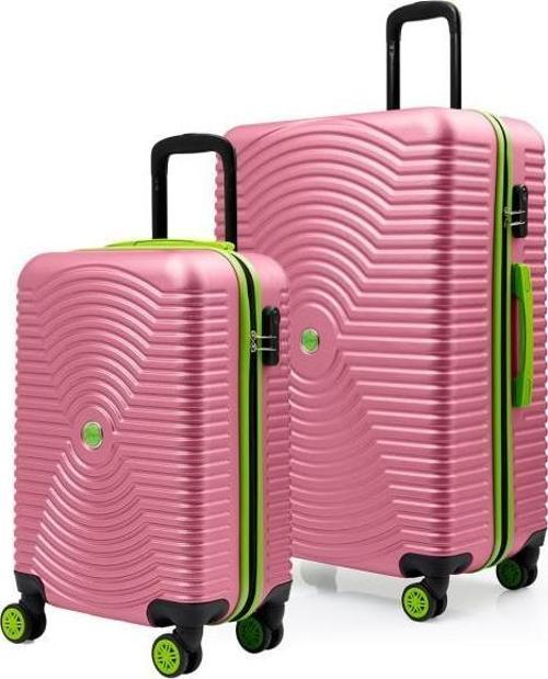 2'li Valiz Seti Büyük Boy - Kabin Boy Pembe 1169