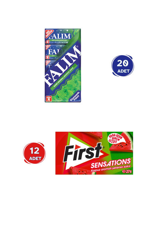 Nane Aromalı Sakız (7gr x 100 Paket) - First Sensations Karpuz 12’li Paket (27gr x 12 Adet)