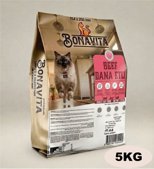 Biftekli Yetişkin Kedi Kuru Maması 5kg(2X2.5)