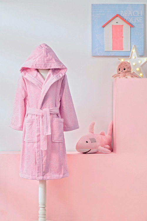 Girl Unicorn Kapüşonlu Kadife Çocuk Bornozu 13/14 Yaş Pembe
