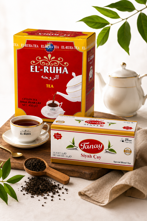 EL-RUHA Ceylon Siyah Çay 400 g + Tanay Siyah Çay 25'li Poşet Çay Avantaj Paketi