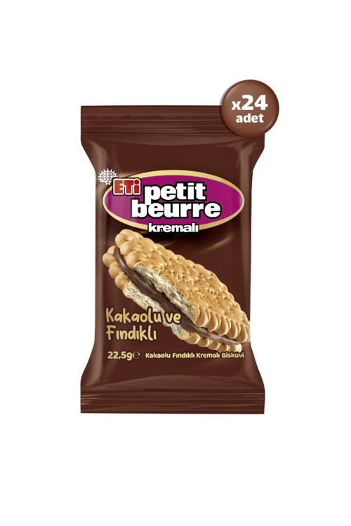 Petit Beurre Kakaolu Fındıklı Kremalı Bisküvi Tekli Paket 22,5 g