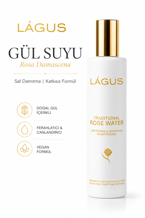 Gül Suyu LÁGUS Rosa Damascena Saf Damıtma Katkısız Formül Cam Şişe