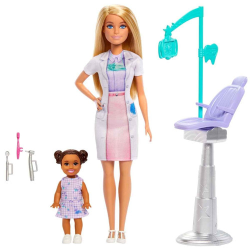 Barbie Bakım Temalı Kariyer Oyun Seti Diş Hekimi Bebeği - Muayene Koltuklu Doktor Seti