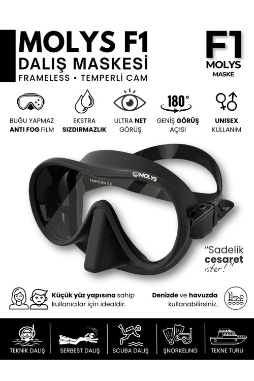 F1 PRO DALIŞ MASKESİ TEMPERLİ CAM (Küçük yüz yapısına sahip kullanıcı ve kadınlar için ideal)