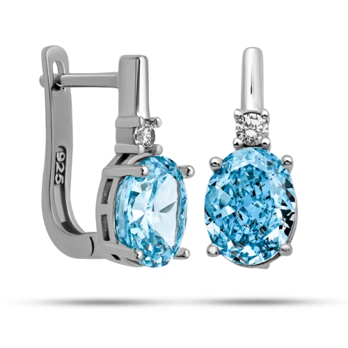 Gümüş Ice Cut Oval Zirkon Taşlı Kadın Küpe