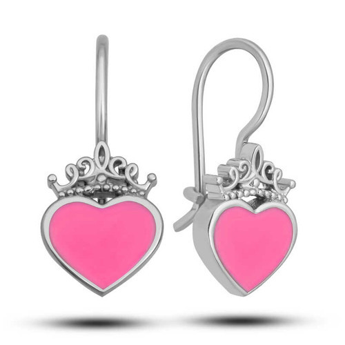 Gümüş Pembe Sallantılı Çocuk Küpe