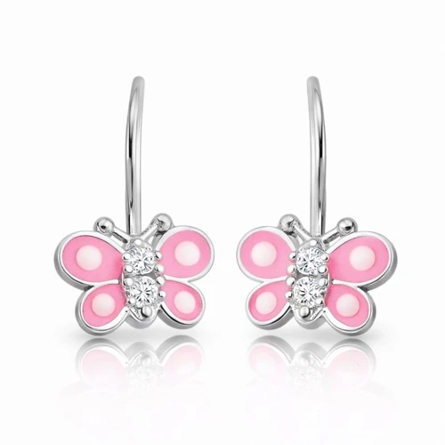 Gümüş Sallantılı Pembe Çocuk Küpesi