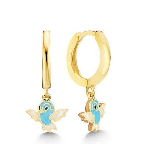 Gümüş Gold Renkli Sallantılı Kuş Kadın Küpe