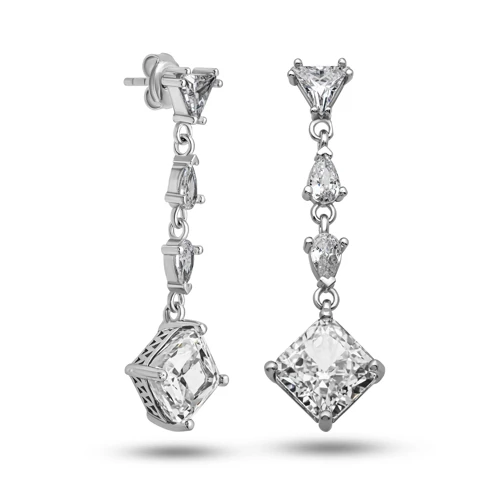 Gümüş Ice Cut Zirkon Taşlı Işıltılı Kadın Küpe
