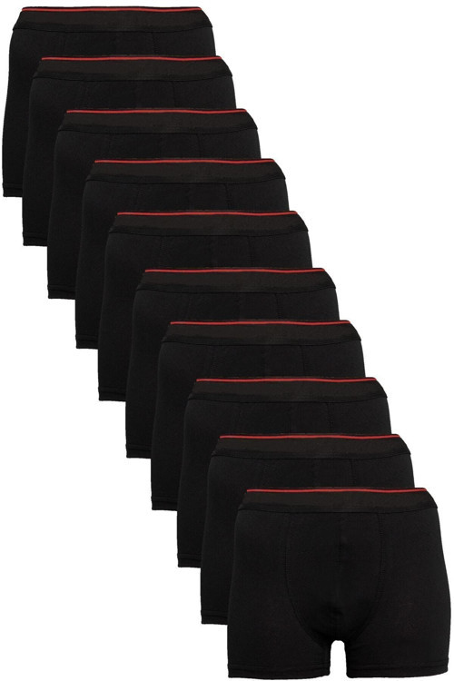 Erkek Siyah 12'li Paket Likralı Pamuklu Boxer