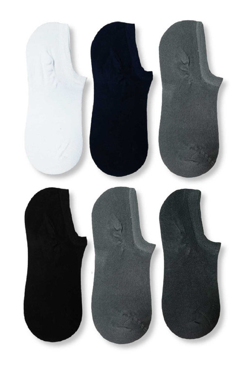 Erkek Siyah Bambu Görünmez Spor Ayakkabı Çorabı 6 Lı Paket