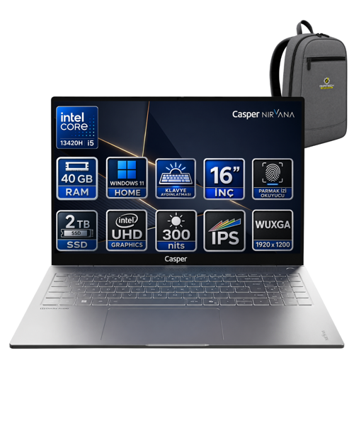 Nirvana S100 Intel Core i5 13420H 40GB 2TB SSD Windows 11 Home 300Nit 16" Taşınabilir Bilgisayar S100.BV00A-GFOKA