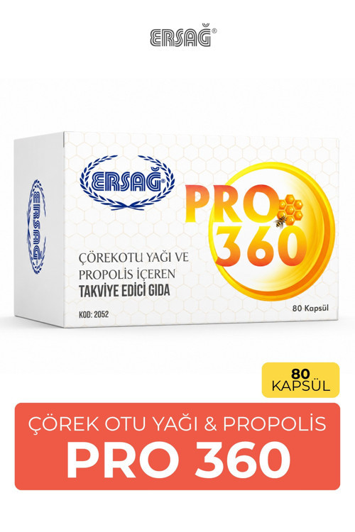 Pro 360 Propolis ve Çörekotu Yağı İçeren Takviye Edici Gıda 80 Jel Kapsül