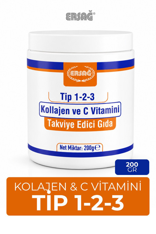 Tip 1-2-3 Kollajen ve C Vitamini Takviye Edici Gıda 200 Gr