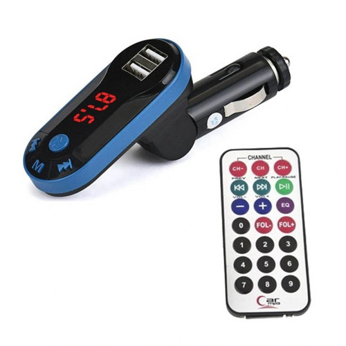 Kumandalı Çakmaklık Girişli Araç Fm Transmitter Bluetooth 2xUSB - SD Kart Mavi DT-600