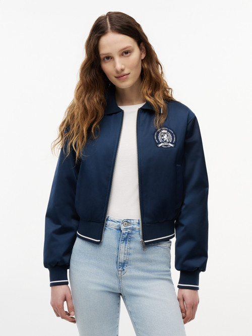 TJW COLLAR SATIN VARSITY JACKET
