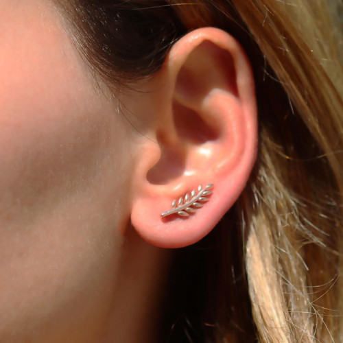 Başak Modeli Rose Gold Kaplama Gümüş Küpe